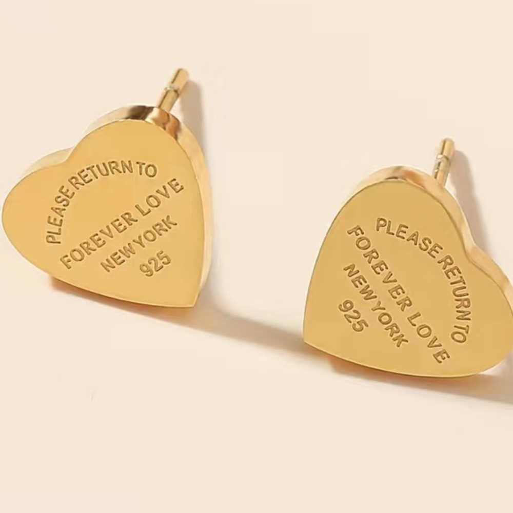 Gold plated sterling silver 925 heart earrings‎ just like the Tiffany